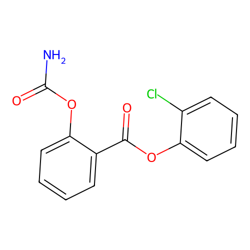 Benzoic acid, 2-((aminocarbonyl)oxy)-, 2-chlorophenyl ester structure
