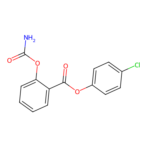 Benzoic acid, 2-((aminocarbonyl)oxy)-, 4-chlorophenyl ester structure