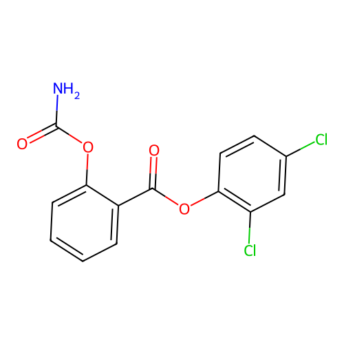 Benzoic acid, 2-((aminocarbonyl)oxy)-, 2,4-dichlorophenyl ester structure