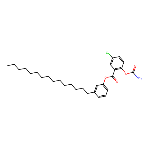 Benzoic acid, 2-((aminocarbonyl)oxy)-5-chloro-, 3-pentadecylphenyl ester structure