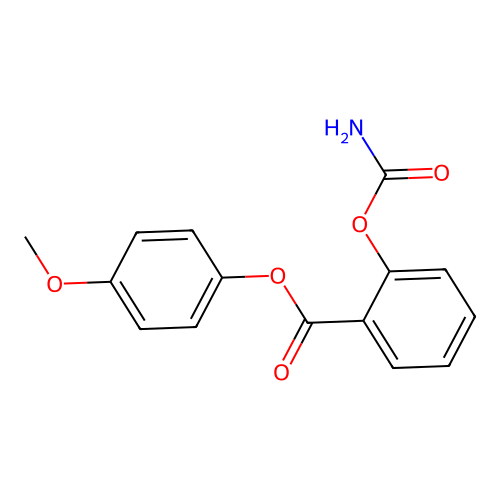 Benzoic acid, 2-((aminocarbonyl)oxy)-, 4-methoxyphenyl ester structure