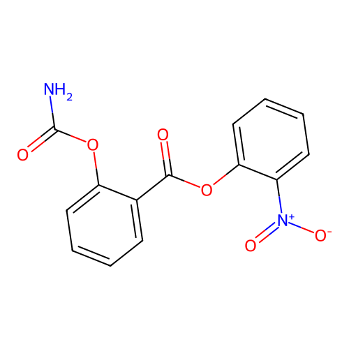Benzoic acid, 2-((aminocarbonyl)oxy)-, 2-nitrophenyl ester structure