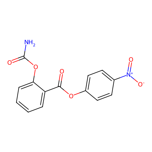 Benzoic acid, 2-((aminocarbonyl)oxy)-, 4-nitrophenyl ester structure