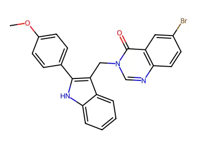 4(3H)-Quinazolinone, 6-bromo-3-((2-(4-methoxyphenyl)-1H-indol-3-yl)methyl)- structure
