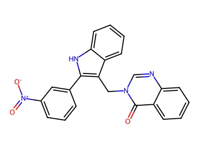 4(3H)-Quinazolinone, 3-((2-(3-nitrophenyl)-1H-indol-3-yl)methyl)- structure