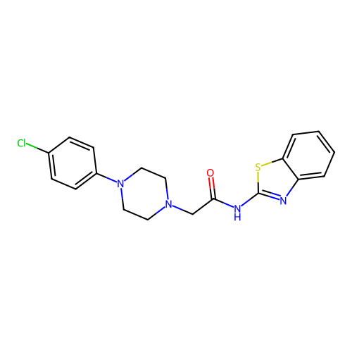 N-(1,3-benzothiazol-2-yl)-2-[4-(4-chlorophenyl)piperazin-1-yl]acetamide structure