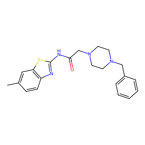 2-(4-benzylpiperazin-1-yl)-N-(6-methyl-1,3-benzothiazol-2-yl)acetamide structure