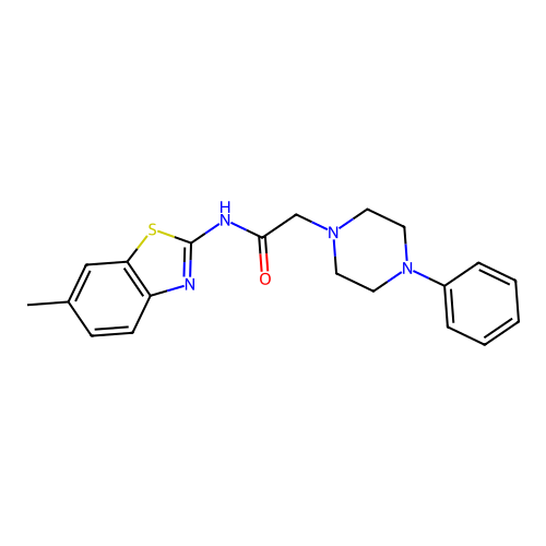 N-(6-methylbenzothiazol-2-yl)-2-(4-phenylpiperazinyl)acetamide structure