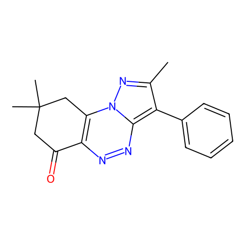 2,8,8-trimethyl-3-phenyl-8,9-dihydropyrazolo[5,1-c][1,2,4]benzotriazin-6(7H)-one structure