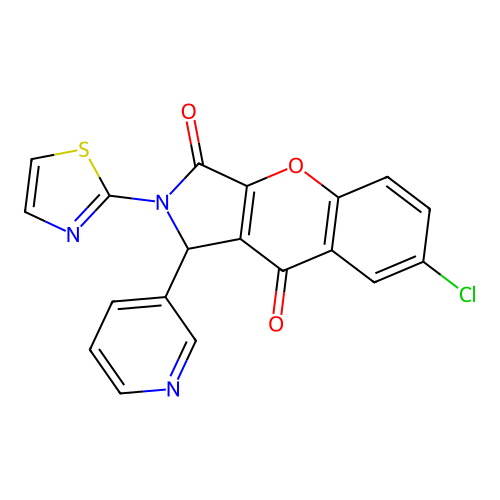7-chloro-1-(pyridin-3-yl)-2-(thiazol-2-yl)-1,2-dihydrochromeno[2,3-c]pyrrole-3,9-dione structure
