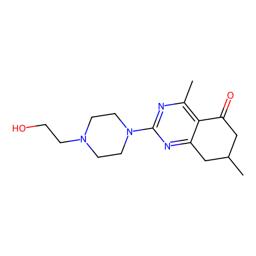 2-[4-(2-hydroxyethyl)piperazin-1-yl]-4,7-dimethyl-7,8-dihydro-6H-quinazolin-5-one structure