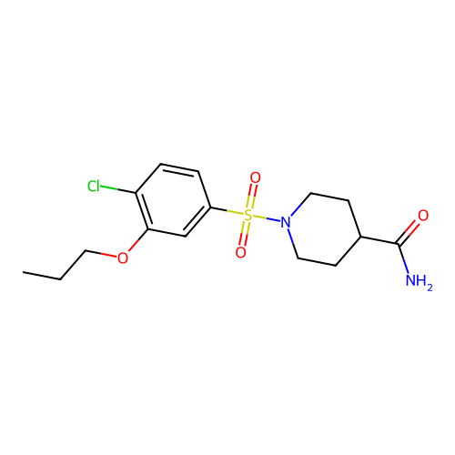 1-(4-Chloro-3-propoxyphenyl)sulfonylpiperidine-4-carboxamide structure