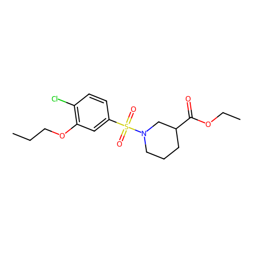 Ethyl 1-(4-chloro-3-propoxyphenyl)sulfonylpiperidine-3-carboxylate structure