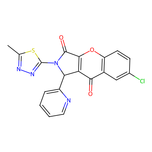 7-chloro-2-(5-methyl-1,3,4-thiadiazol-2-yl)-1-(pyridin-2-yl)-1,2-dihydrochromeno[2,3-c]pyrrole-3,9-dione structure