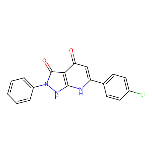 6-(4-chlorophenyl)-2-phenyl-1H-pyrazolo[3,4-b]pyridine-3,4(2H,7H)-dione structure