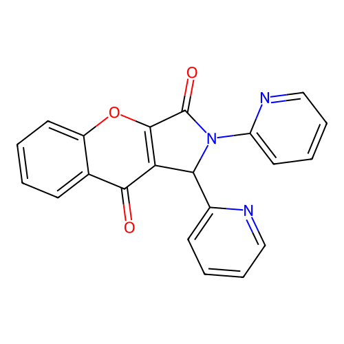 1,2-Di(pyridin-2-yl)-1,2-dihydrochromeno[2,3-c]pyrrole-3,9-dione structure