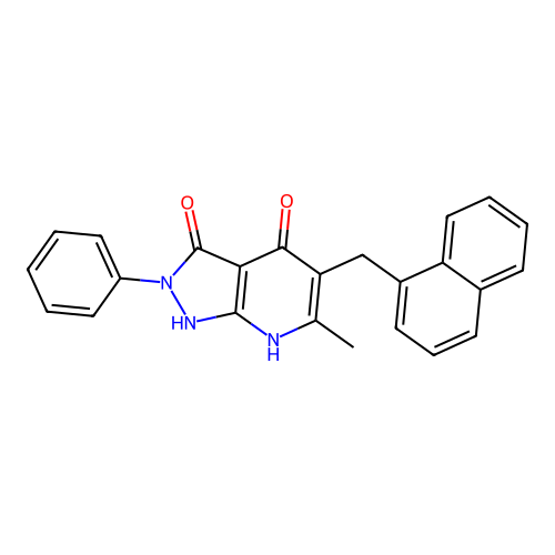 6-methyl-5-(naphthalen-1-ylmethyl)-2-phenyl-1H-pyrazolo[3,4-b]pyridine-3,4(2H,7H)-dione structure