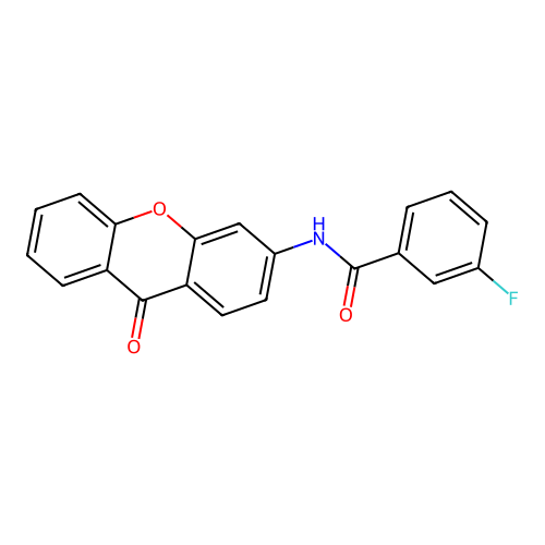 3-fluoro-N-(9-oxo-9H-xanthen-3-yl)benzamide structure