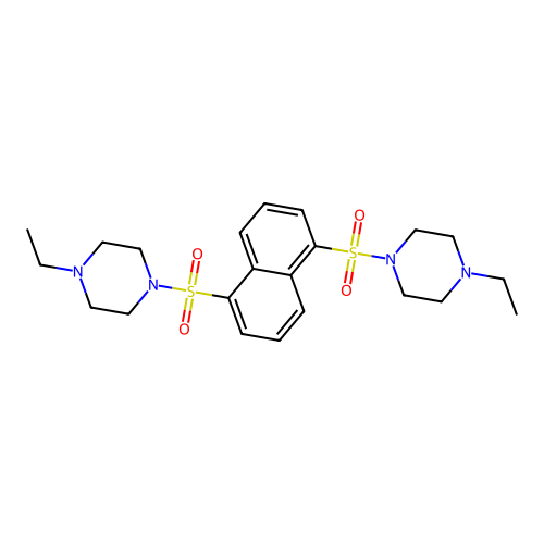 1-Ethyl-4-[5-(4-ethylpiperazin-1-yl)sulfonylnaphthalen-1-yl]sulfonylpiperazine structure