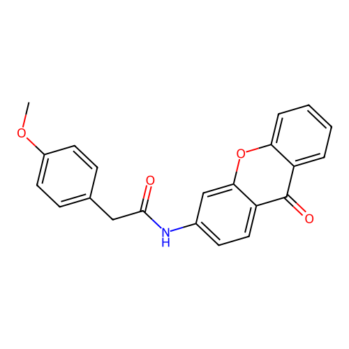 2-(4-methoxyphenyl)-N-(9-oxoxanthen-3-yl)acetamide structure