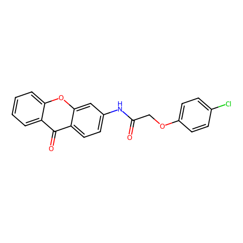 2-(4-chlorophenoxy)-N-(9-oxo-9H-xanthen-3-yl)acetamide structure