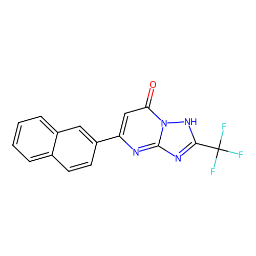 5-(naphthalen-2-yl)-2-(trifluoromethyl)[1,2,4]triazolo[1,5-a]pyrimidin-7(4H)-one structure
