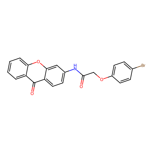 2-(4-bromophenoxy)-N-(9-oxo-9H-xanthen-3-yl)acetamide structure