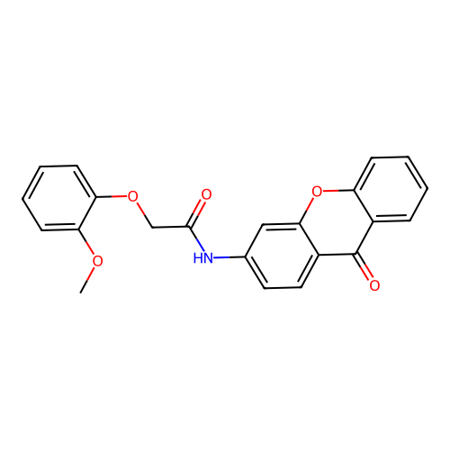 2-(2-methoxyphenoxy)-N-(9-oxo-9H-xanthen-3-yl)acetamide structure