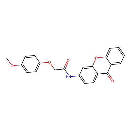 2-(4-methoxyphenoxy)-N-(9-oxo-9H-xanthen-3-yl)acetamide structure