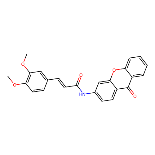(2E)-3-(3,4-dimethoxyphenyl)-N-(9-oxo-9H-xanthen-3-yl)prop-2-enamide structure