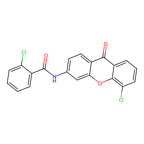 2-chloro-N-(5-chloro-9-oxo-9H-xanthen-3-yl)benzamide structure