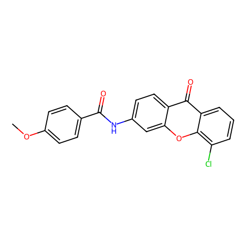 N-(5-chloro-9-oxo-9H-xanthen-3-yl)-4-methoxybenzamide structure