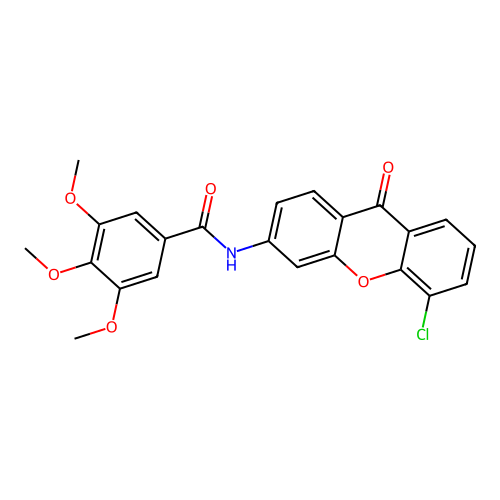 N-(5-chloro-9-oxo-9H-xanthen-3-yl)-3,4,5-trimethoxybenzamide structure