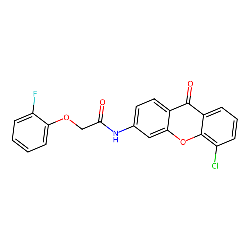 N-(5-chloro-9-oxo-9H-xanthen-3-yl)-2-(2-fluorophenoxy)acetamide structure