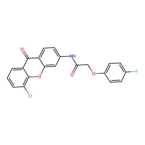 N-(5-chloro-9-oxo-9H-xanthen-3-yl)-2-(4-fluorophenoxy)acetamide structure