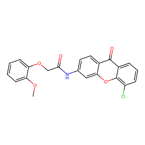 N-(5-chloro-9-oxo-9H-xanthen-3-yl)-2-(2-methoxyphenoxy)acetamide structure