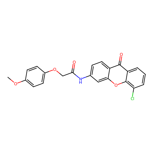 N-(5-chloro-9-oxo-9H-xanthen-3-yl)-2-(4-methoxyphenoxy)acetamide structure