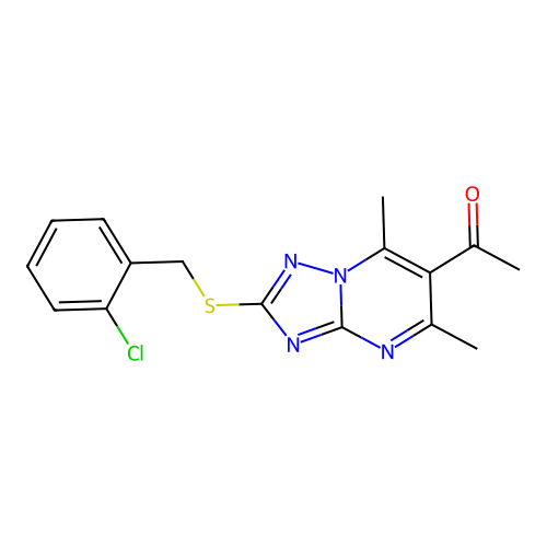 1-(2-((2-Chlorobenzyl)thio)-5,7-dimethyl-[1,2,4]triazolo[1,5-a]pyrimidin-6-yl)ethanone structure