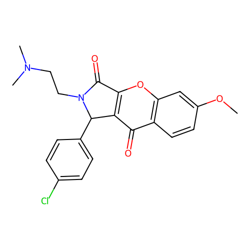 1-(4-chlorophenyl)-2-(2-dimethylaminoethyl)-6-methoxy-1H-chromeno[2,3-c]pyrrole-3,9-dione structure