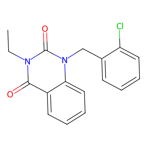 1-(2-chlorobenzyl)-3-ethylquinazoline-2,4(1H,3H)-dione structure