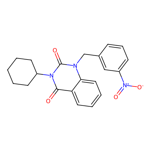 3-cyclohexyl-1-(3-nitrobenzyl)quinazoline-2,4(1H,3H)-dione structure