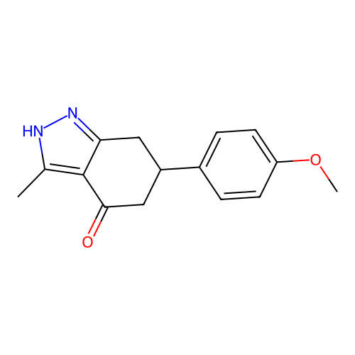 6-(4-methoxyphenyl)-3-methyl-1,5,6,7-tetrahydro-4H-indazol-4-one structure