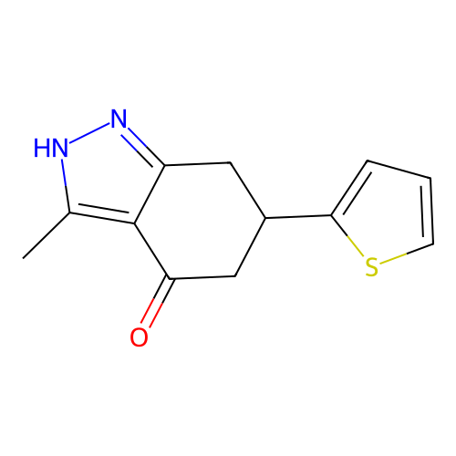 3-methyl-6-(2-thienyl)-1,5,6,7-tetrahydro-4H-indazol-4-one structure