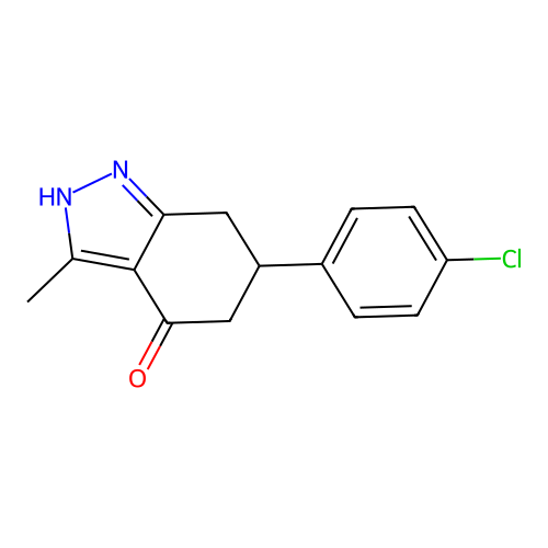 6-(4-chlorophenyl)-3-methyl-1,5,6,7-tetrahydro-4H-indazol-4-one structure