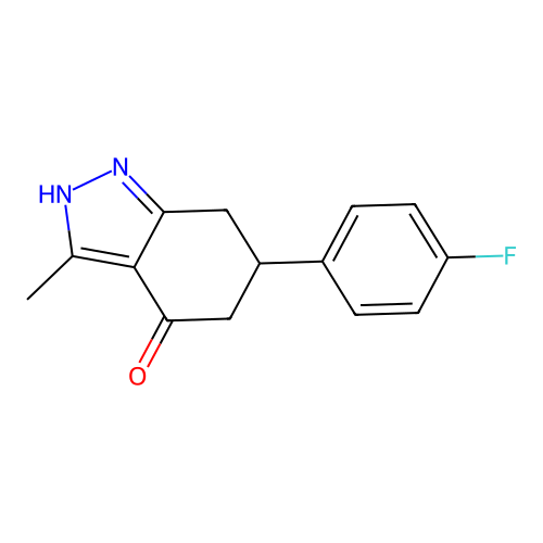 6-(4-fluorophenyl)-3-methyl-1,5,6,7-tetrahydro-4H-indazol-4-one structure