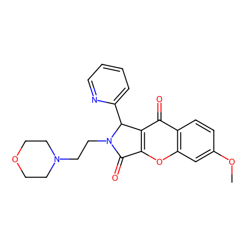 6-methoxy-2-[2-(morpholin-4-yl)ethyl]-1-(pyridin-2-yl)-1,2-dihydrochromeno[2,3-c]pyrrole-3,9-dione structure