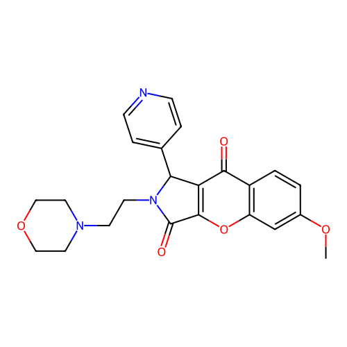 6-methoxy-2-[2-(morpholin-4-yl)ethyl]-1-(pyridin-4-yl)-1,2-dihydrochromeno[2,3-c]pyrrole-3,9-dione structure