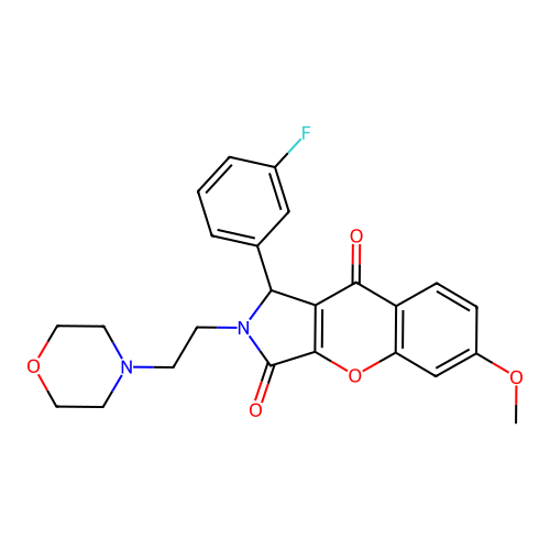 1-(3-fluorophenyl)-6-methoxy-2-(2-morpholinoethyl)-1,2-dihydrochromeno[2,3-c]pyrrole-3,9-dione structure