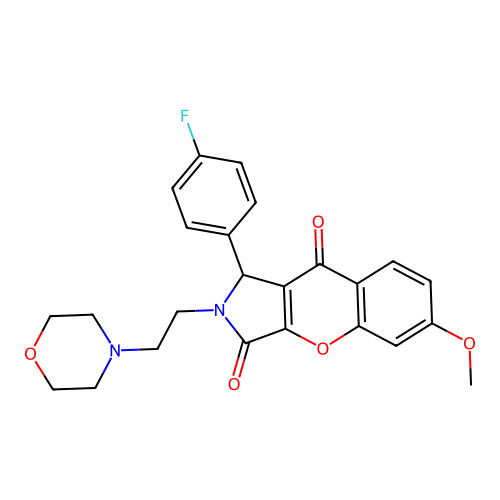 1-(4-fluorophenyl)-6-methoxy-2-(2-morpholinoethyl)-1,2-dihydrochromeno[2,3-c]pyrrole-3,9-dione structure