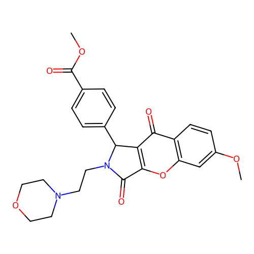 methyl 4-{6-methoxy-2-[2-(morpholin-4-yl)ethyl]-3,9-dioxo-1,2,3,9-tetrahydrochromeno[2,3-c]pyrrol-1-yl}benzoate structure